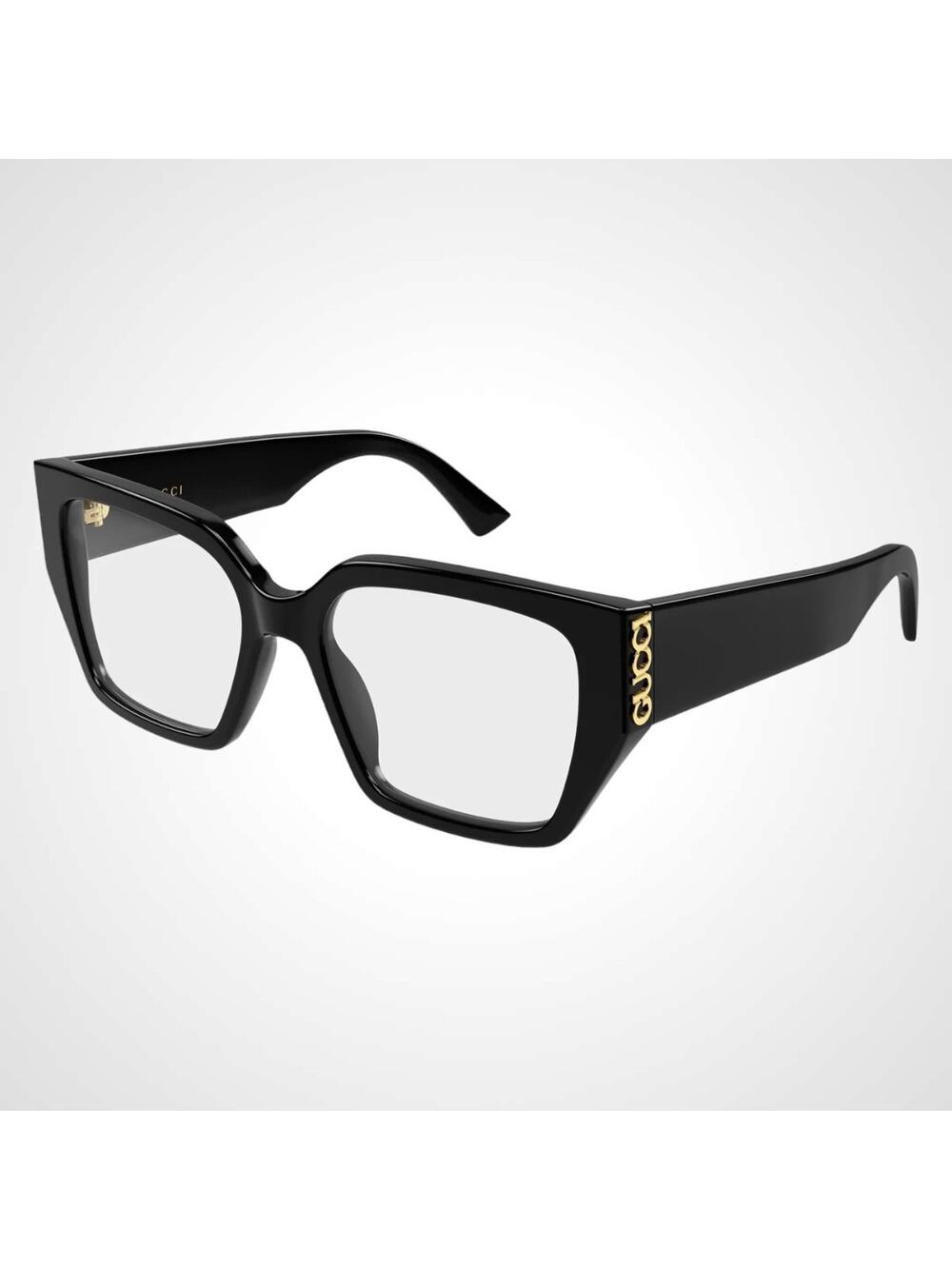 New GUCCI Eyeglasses 53-18-140 Black Square Full Rim Metal Logo Womens Rx-able - Picture 1 of 4
